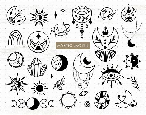 Mystic Moon Svg Bundle Celestial Clipart Set 1316518 Illustrations
