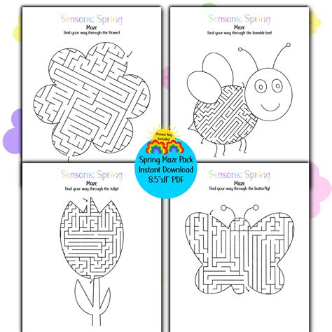 Spring Maze Pack For Kids Printable Seasonal Spring Activities For Kids