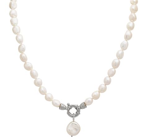 Tscca Imperial Pearls Sterling Silver 9 10mm Baroque Pearl Necklace