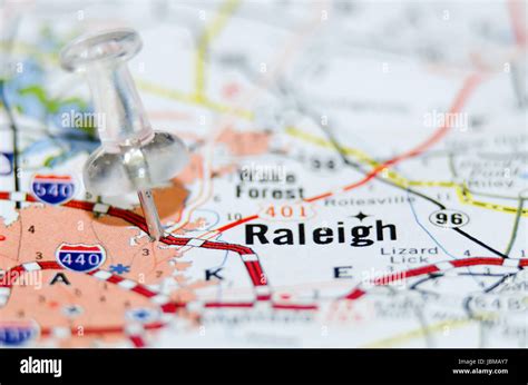 Raleigh City Pin On The Map Stock Photo Alamy