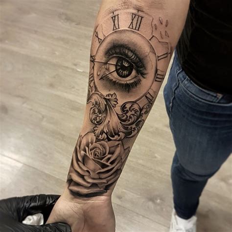 Eye Clock Rose Tatuajes Tatuajes Brazo Brazos