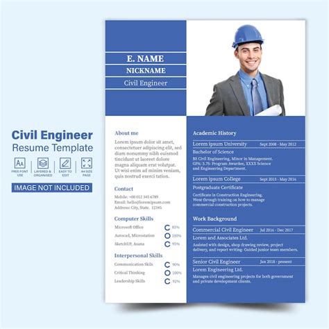 Premium Vector Civil Engineer Resume Template