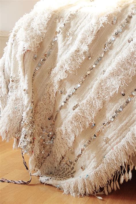 Sequin Fringe Blanket White Shabby Chic Dwelling From Norway White