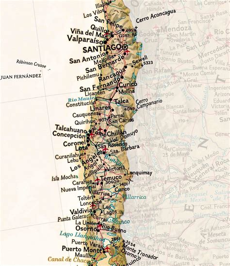 Mapa De Chile 2023 Sepia Lámina Creado En Chile