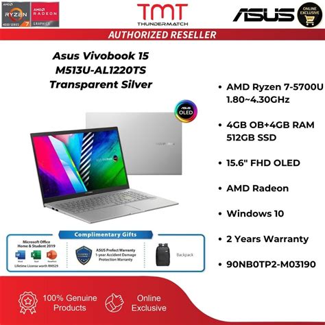 Asus Vivobook 15 M513u Blacksilver Laptop Amd Ryzen 7 5700u 8gb Ram