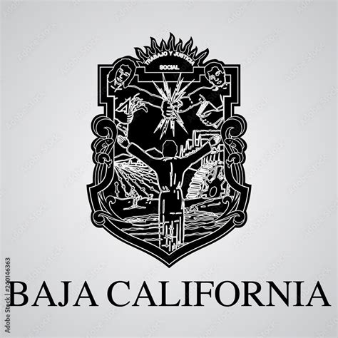 Silhouette Of Baja California Coat Of Arms Mexican State Vector Illustration Stock Vector