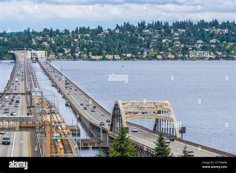 Interstate 90 Floating Bridges In Seattle Washington Stock Photo Alamy