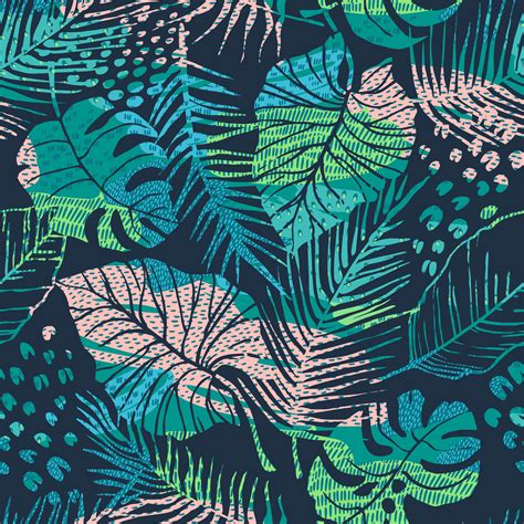 Seamless Pattern Of Tropical Plants With Patterns 662424 Vector Art At