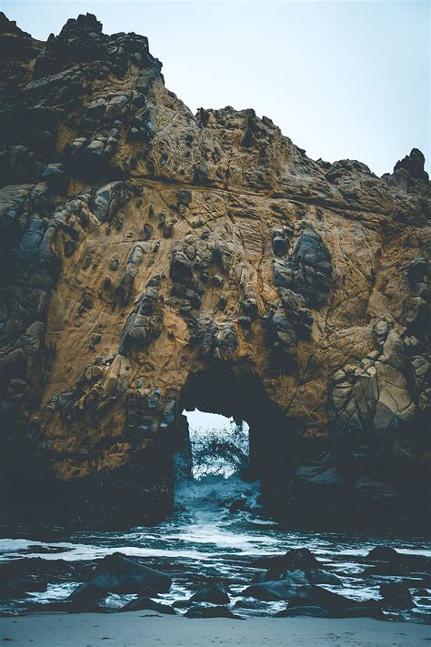 Rock Window Forest Bonito Trees Clouds Cave Foliage Arch Green