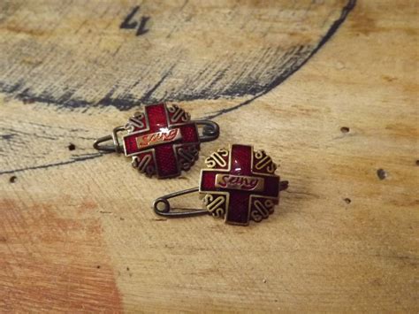 Antique French Set Of 2 Blood Donor Pins Don Du Sang Badge Etsy