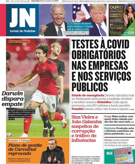 Capa Jornal De Notícias 6 Novembro 2020 Capasjornaispt