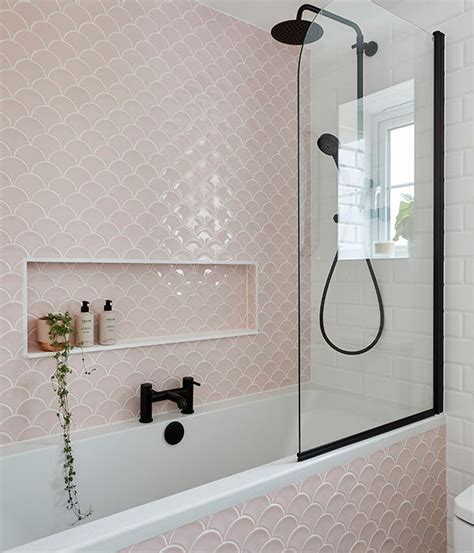 Gelato Porcelain Cotton Candy Pink Mosaic Scallop Tiles Ca Pietra Bathroom Interior