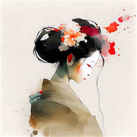 Japanisches Mädchen Im Kimono Und Blüten Im Haar Als Kunstdruck Oder Gemälde