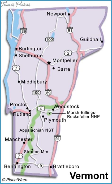 Vermont Map Tourist Attractions Travelsfinderscom
