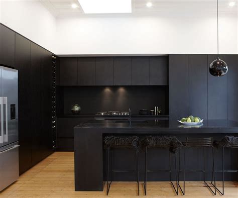 It's where we meet to talk, eat, relax and plan. A matte black kitchen makes a bold statement in this ...