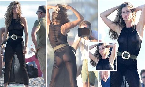 Gisele Bundchen Flashes Her Cleavage In A Very Sheer Black Dress During