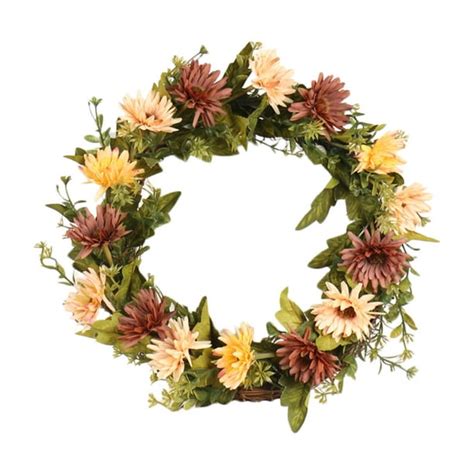 Autcarible Fall Wreath Artificial Chrysanthemum Wreath Front Door