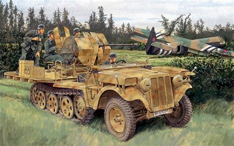 1944 Normandía Sdkfz 10 5 Für 2cm Flak 38 Ron Volstad Box Art