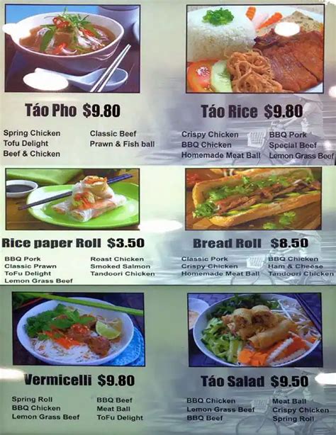 Tao Vietnamese Cuisine Menu Menu For Tao Vietnamese Cuisine Cbd Melbourne Urbanspoonzomato