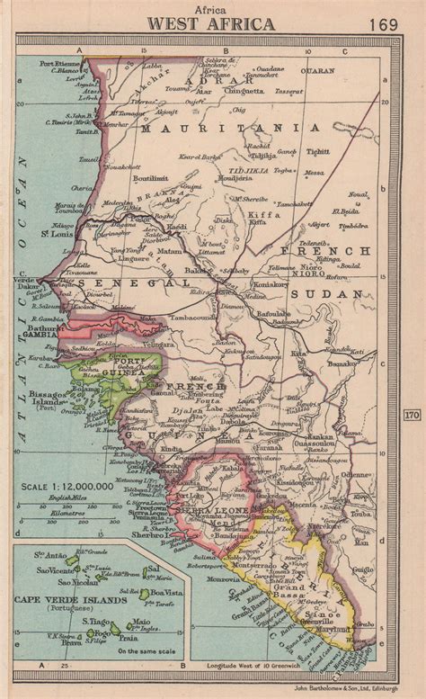 West Africa Gold Coast Ghana Sierra Leone Liberia Ivory Coast 1952 Map