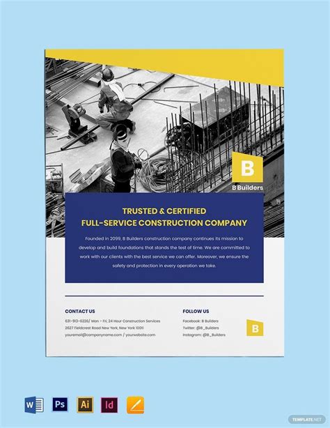 Builder Flyer Template In Indesign Word Pdf Pages Psd Illustrator
