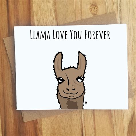 Llama Love You Forever Llama Pun Greeting Card Handmade Gift Etsy