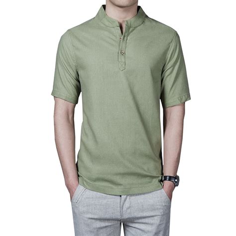 Buy 2018 Summer Solid Color Cotton Linen Mens Shirt