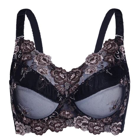 Womens Full Coverage Jacquard Non Padded Lace Sheer Underwire Plus