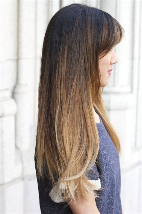 Highlights, balayage, ombre, sombre, babylights, and many others. Long Balayage Bangs Ombre Asian Layers | Balayage hair ...