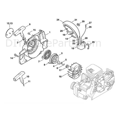 Stihl Ms 170 Chainsaw Ms170 Parts Diagram Rewind Starter Ignition