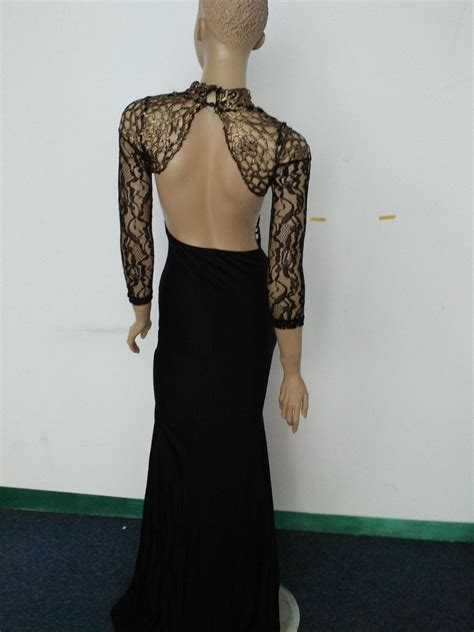 black long sleeve lace stitching sexy dress on luulla