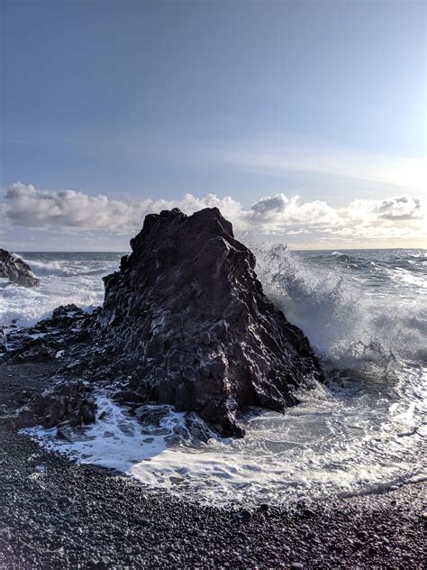 Waves Crashing Against Igneous Rock In Iceland Oc Landscapephotography