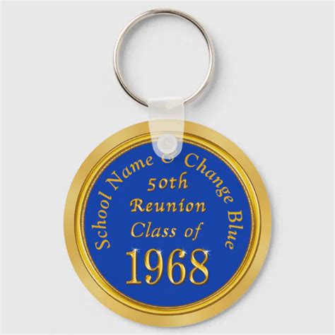 Blue And Gold 50th Class Reunion Party Favors Keychain Zazzle