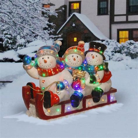Outdoor Lighted Christmas Yard Decoration Light Sculpture 3 Snowman