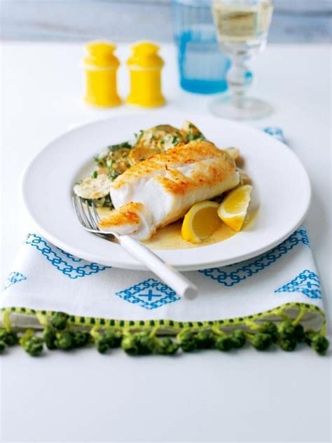 Pan Fried Cod With Creamy New Potatoes And Courgettes Recipe Fish