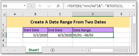 Fórmula de Excel crear rango de fechas a partir de dos fechas