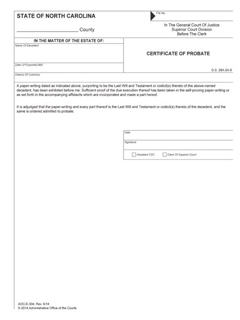 CERTIFICATE Of PROBATE Form Fill Out And Sign Printable PDF Template SignNow