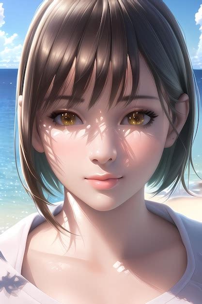Premium Photo Woman On Beach Anime Digital Painting Illustration