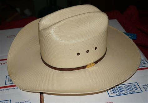 Vintage Stetson Cowboy Hat Natural Straw Shantung Pan Gem