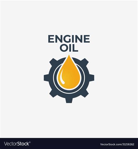 Engine Oil Logo Engine Gear With Oil On White Vector Image