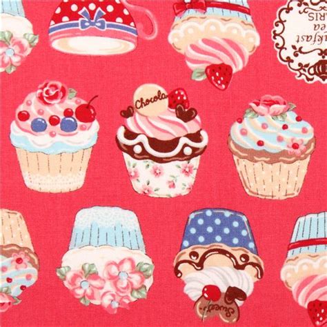 Pink Cosmo Cupcake Tea Fabric Japan Fabric By Cosmo Modes4u