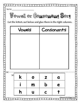 Vowel And Consonant Worksheets