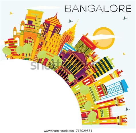 Bangalore Skyline Color Buildings Blue Sky Stock Vector Royalty Free