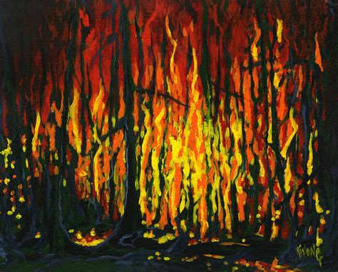 Forest Fire Painting By Stan Kwong Pixels
