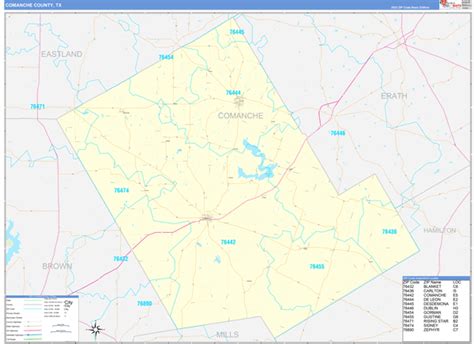 Comanche County Tx Zip Code Wall Map Basic Style By Marketmaps Mapsales