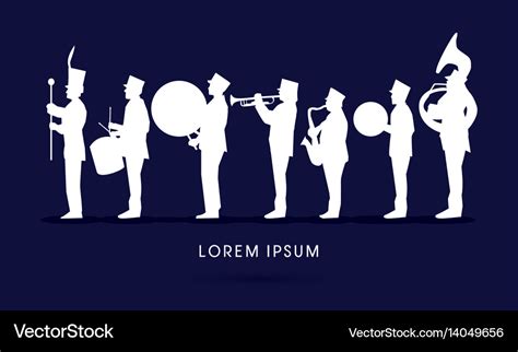 Silhouette Marching Band Royalty Free Vector Image
