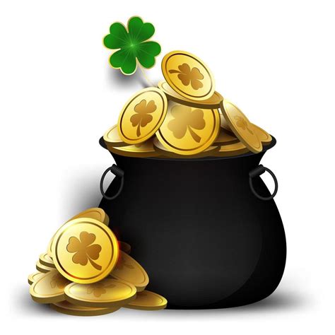 St Patrick S Day Pot Of Gold With Clover Vector Art At Vecteezy