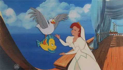 Ariel Scuttle And Flounder Production Cels From The Little Mermaid