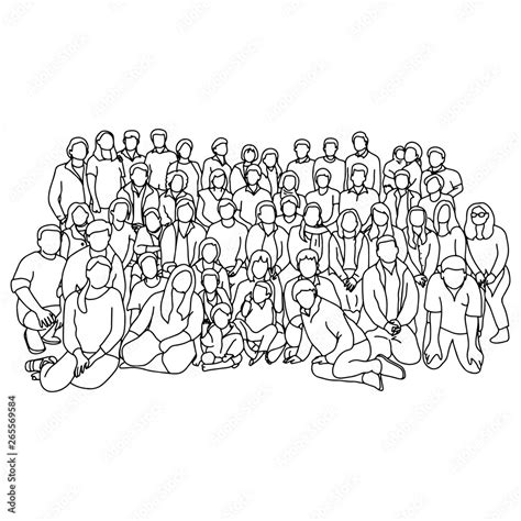 Group Of People Together Vector Illustration Sketch Doodle Hand Drawn