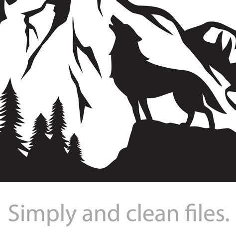 Silhouette Of Howling Wolf And Mountain Landscape Cut Files For Cricut